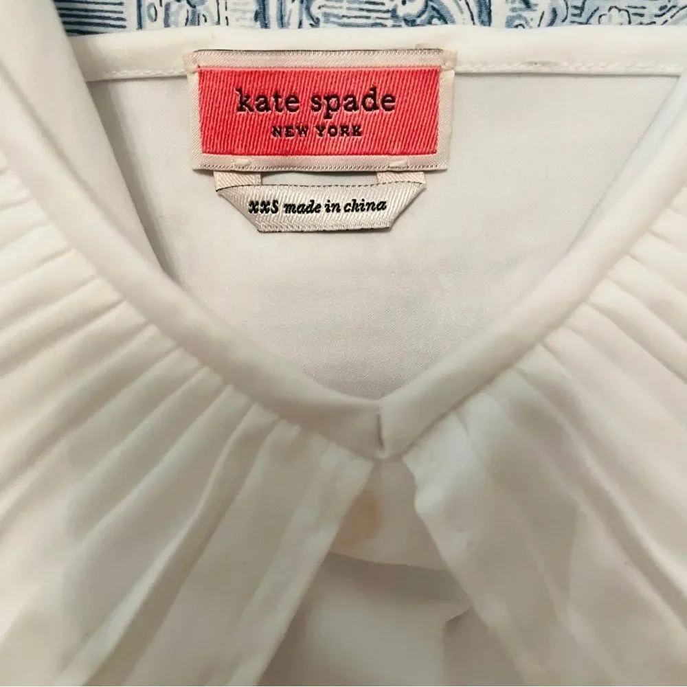 Kate Spade White Ruffle Sleeve Blouse